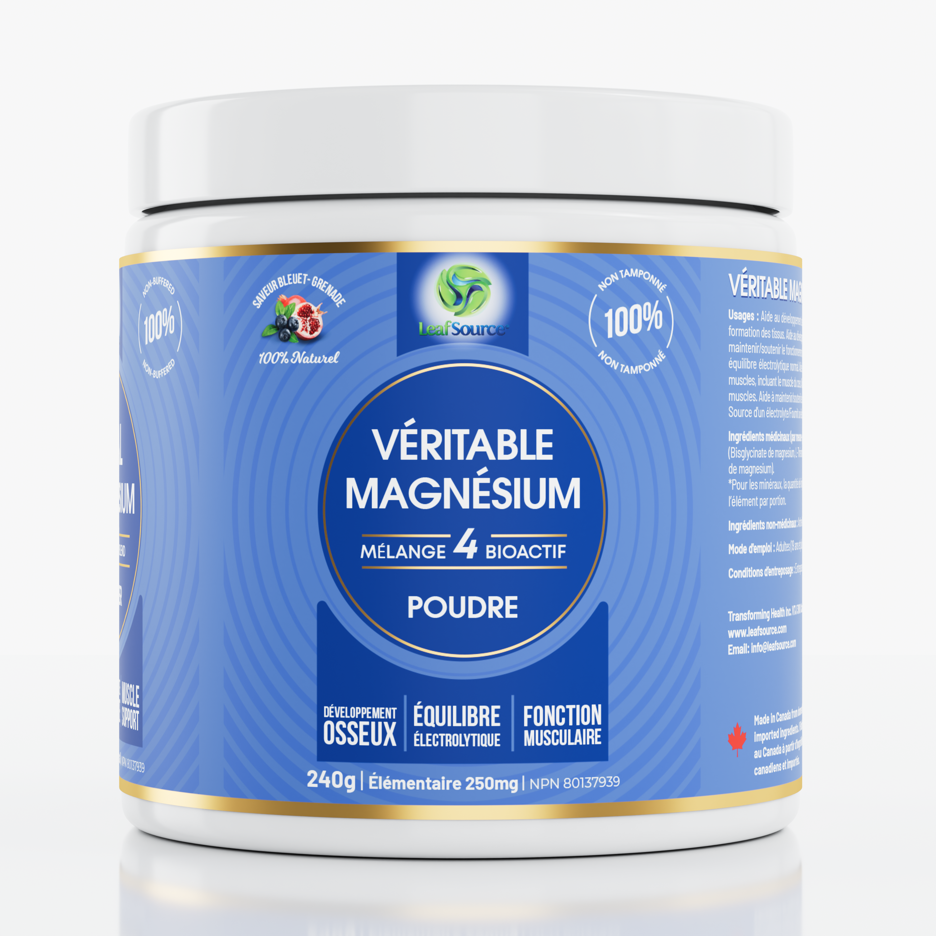 Real Magnesium 240 g Powder Pomegranate Blueberry