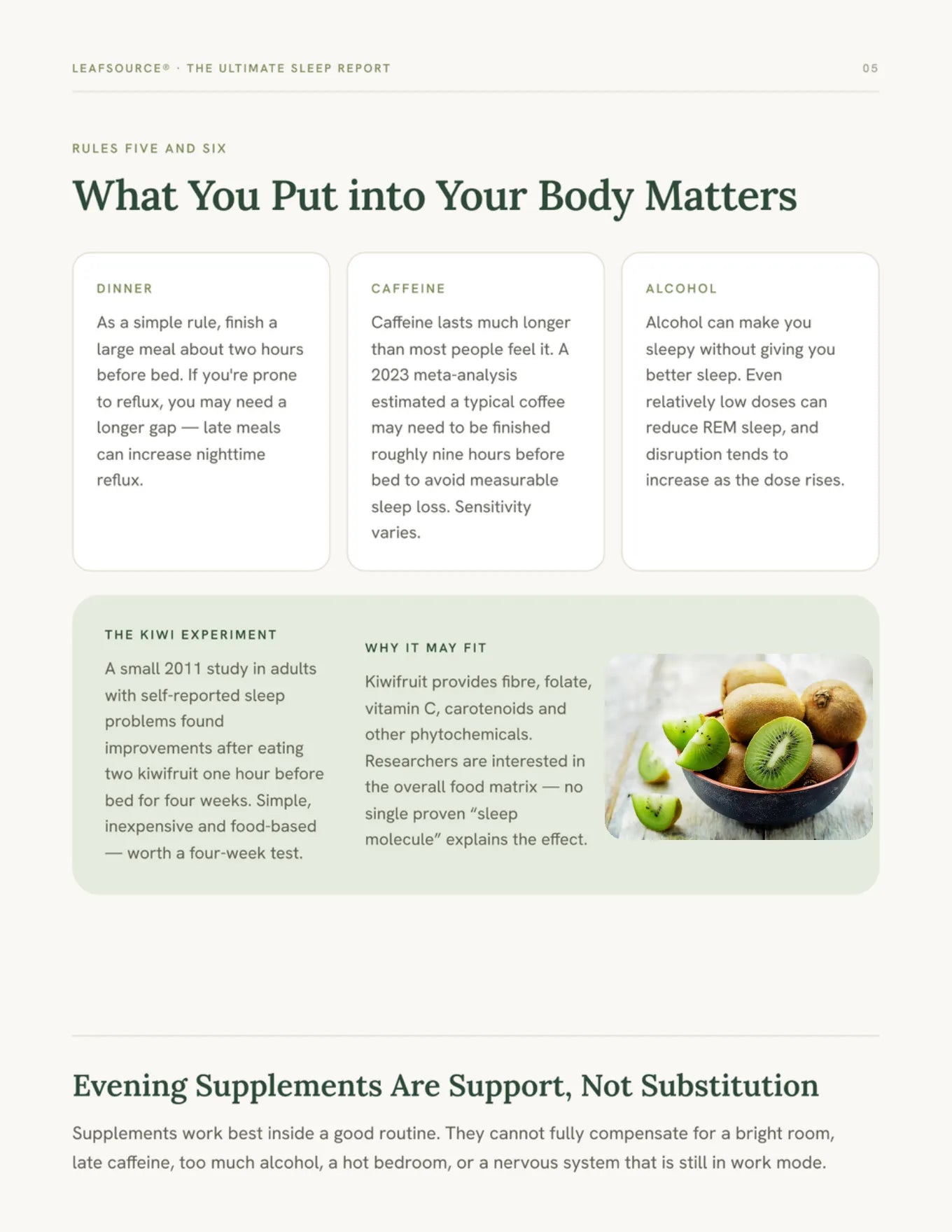 Page 5: Rules five and six, what you put into your body matters
