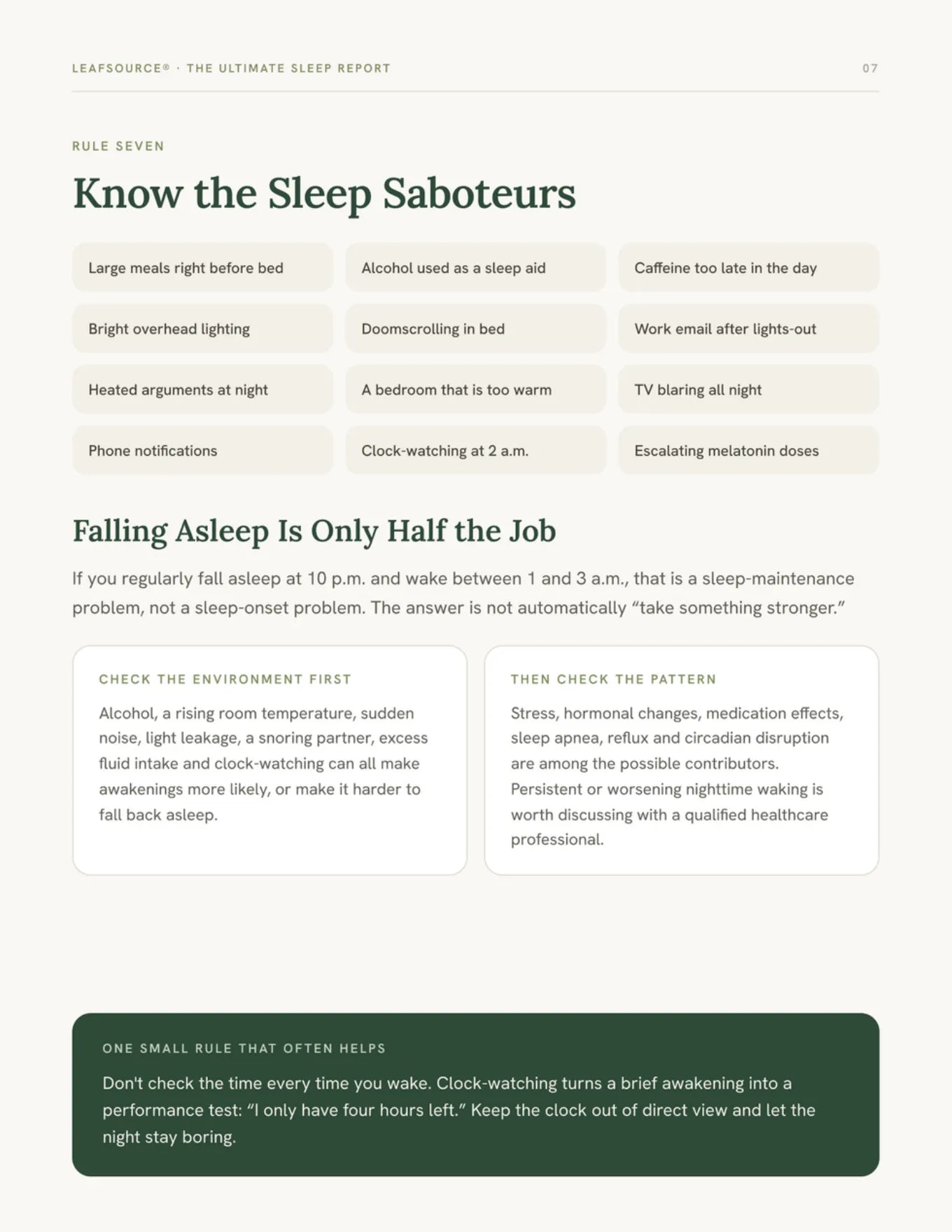 Page 7: Rule seven, know the sleep saboteurs