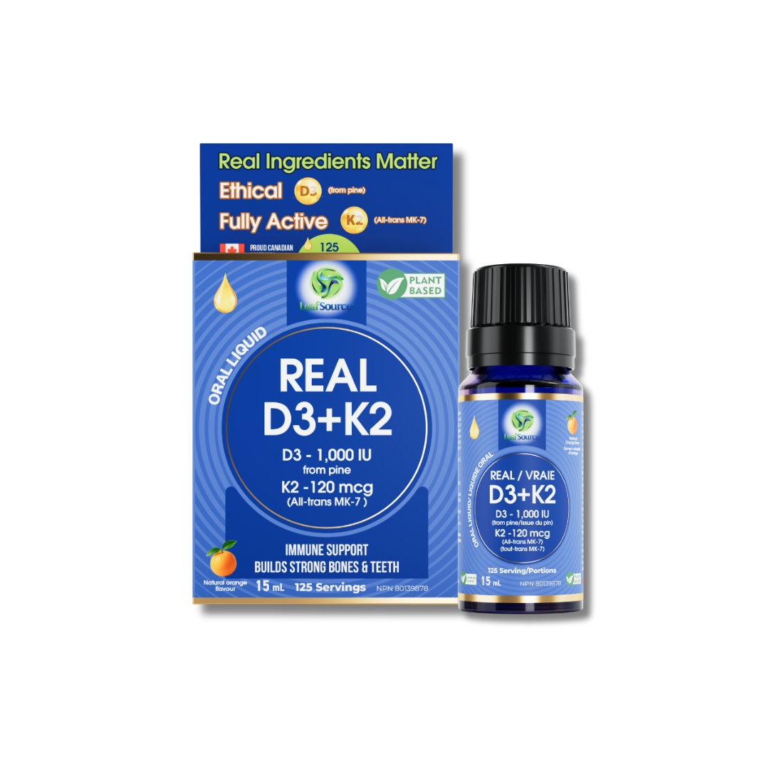 Real D3 + K2 (MK7) 15ml Liquid Drops- Plant Based