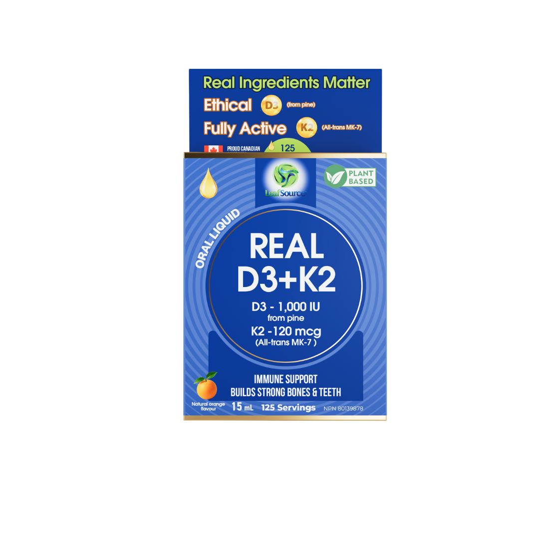 Real D3 + K2 (MK7) 15ml Liquid Drops- Plant Based